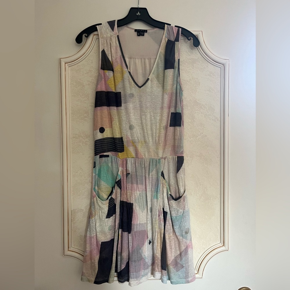 Theory Abstract Print Sleeveless Dress Women’s Size Small Pocket Dress